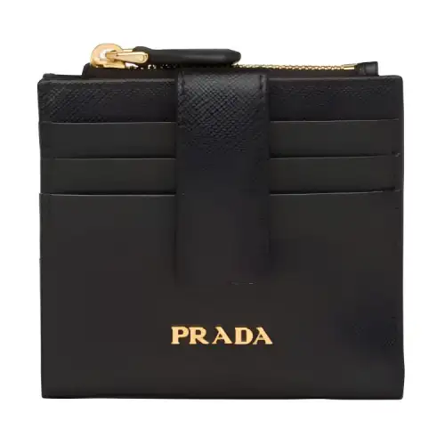 PRADA Leather Wallet Small Women's Black