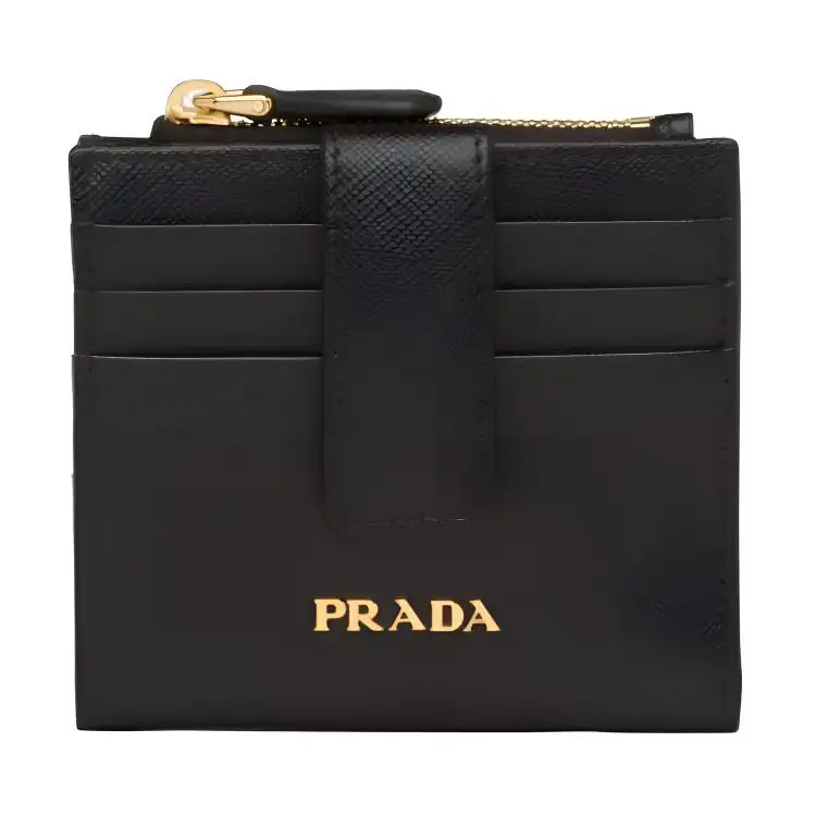 PRADA Leather Wallet Small Women's Black
