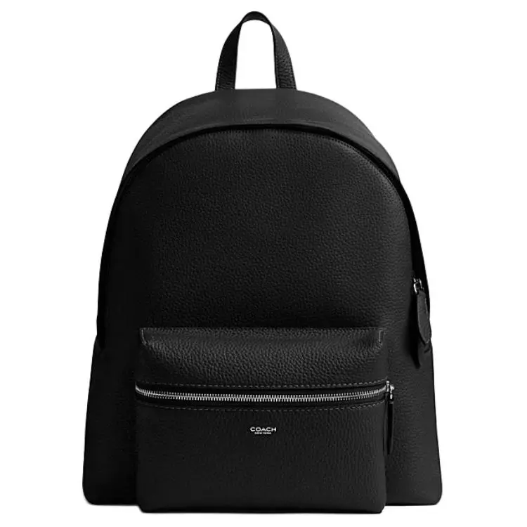 COACH Ridge Pebbled Leather Backpack Large Unisex Black