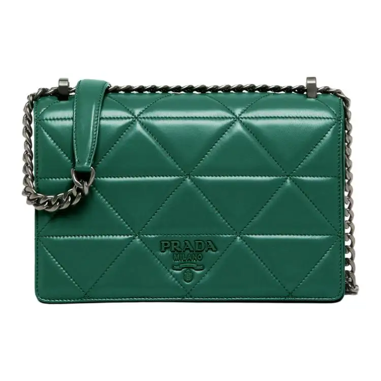 PRADA Soft Sheep Leather Chain Bag, Crossbody Bag, Shoulder Bag Women's Jadeite Green