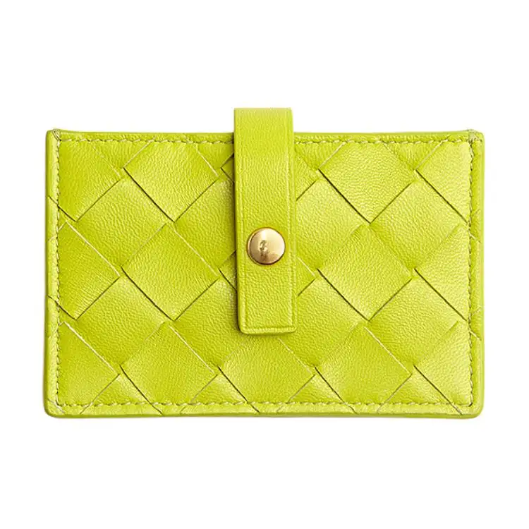 Bottega Veneta Sheepskin With Calfskin Card Holder Women's Kiwi Green