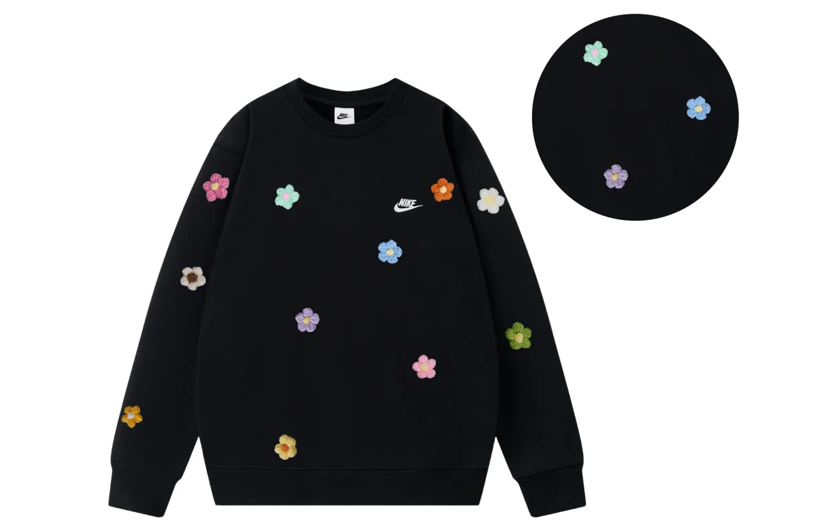 Nike Sweatshirts Unisex Black Crew Neck Moderate Regular