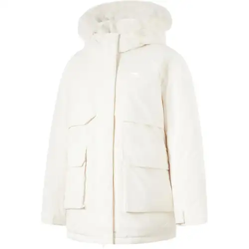 Li Ning Down Jackets Women's Ecru Hooded Thickened Down Coat