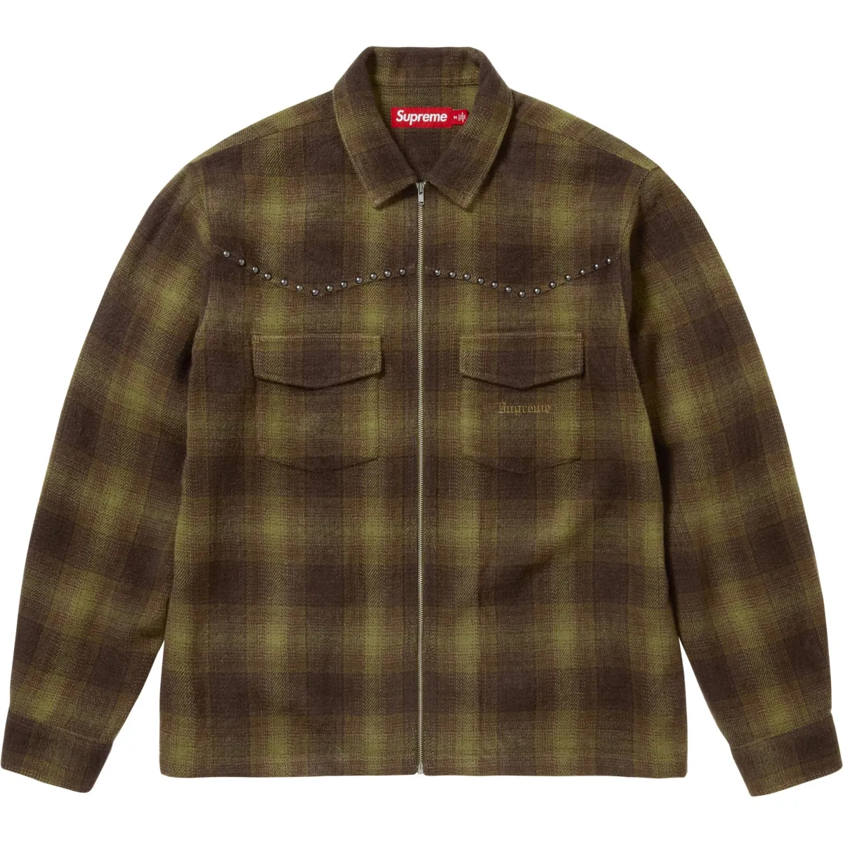 Supreme Shadow Plaid Flannel Zip Up Shirt