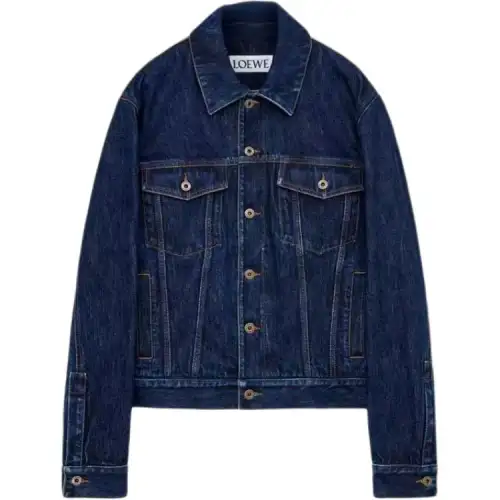 Loewe Hybrid leather-panel denim jacket