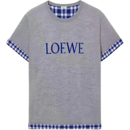 LOEWE T Shirts Men's Gray Crew Neck Moderate Straight Fit