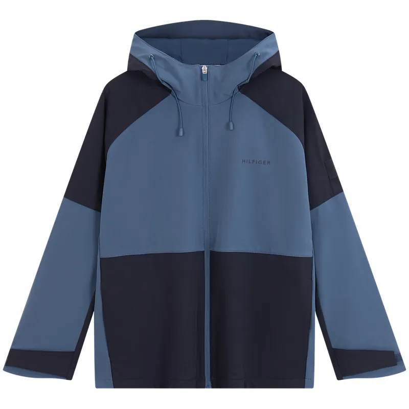 Tommy Hilfiger Jackets Men's Blue & Navy Blue Multicolor DBZ Hooded Moderate Softshell, Other