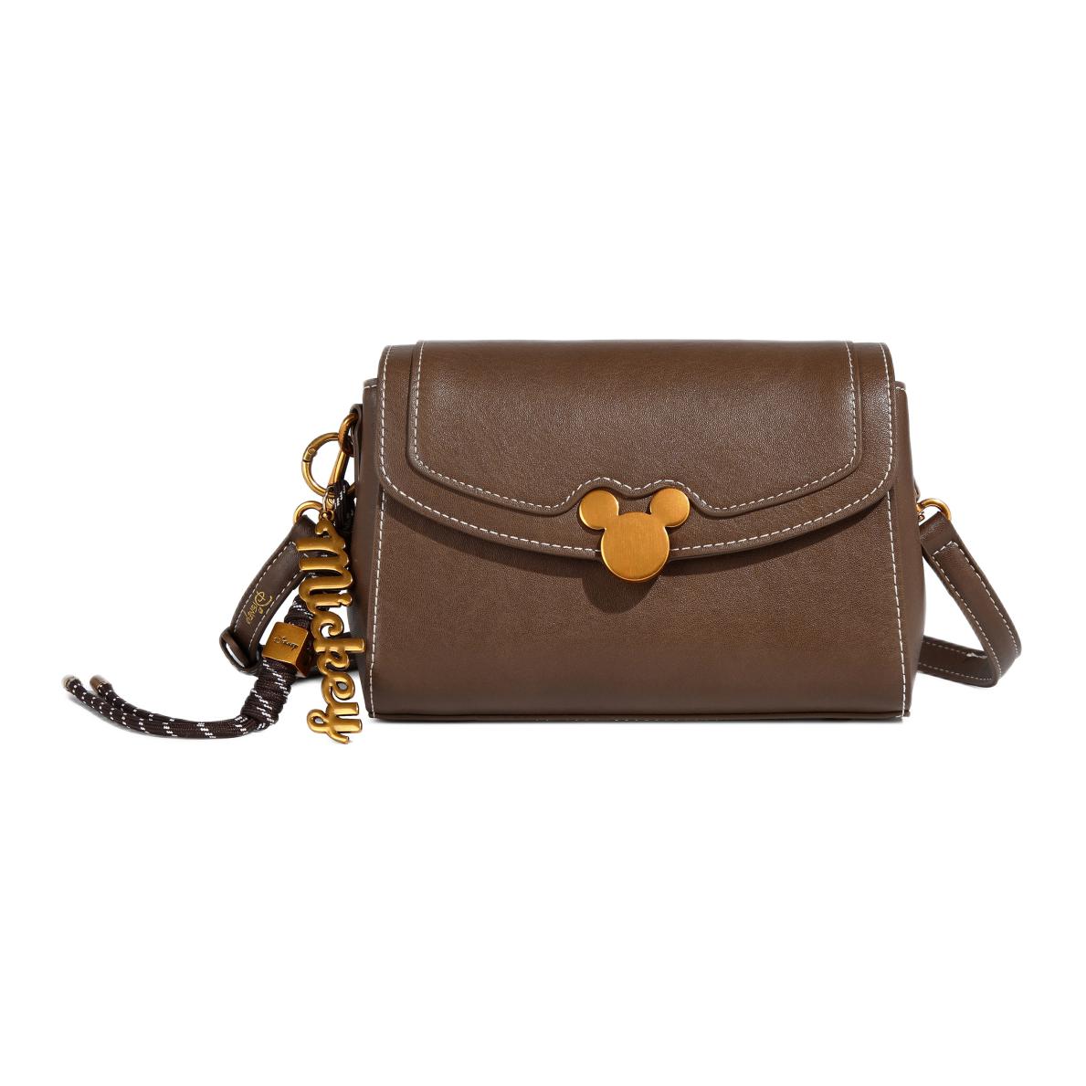 Disney Disney, design retro shoulder bag with zipper, fashionable trend universal gift box, polyurethane coffee one-shoulder bag, high-quality style, for beloved