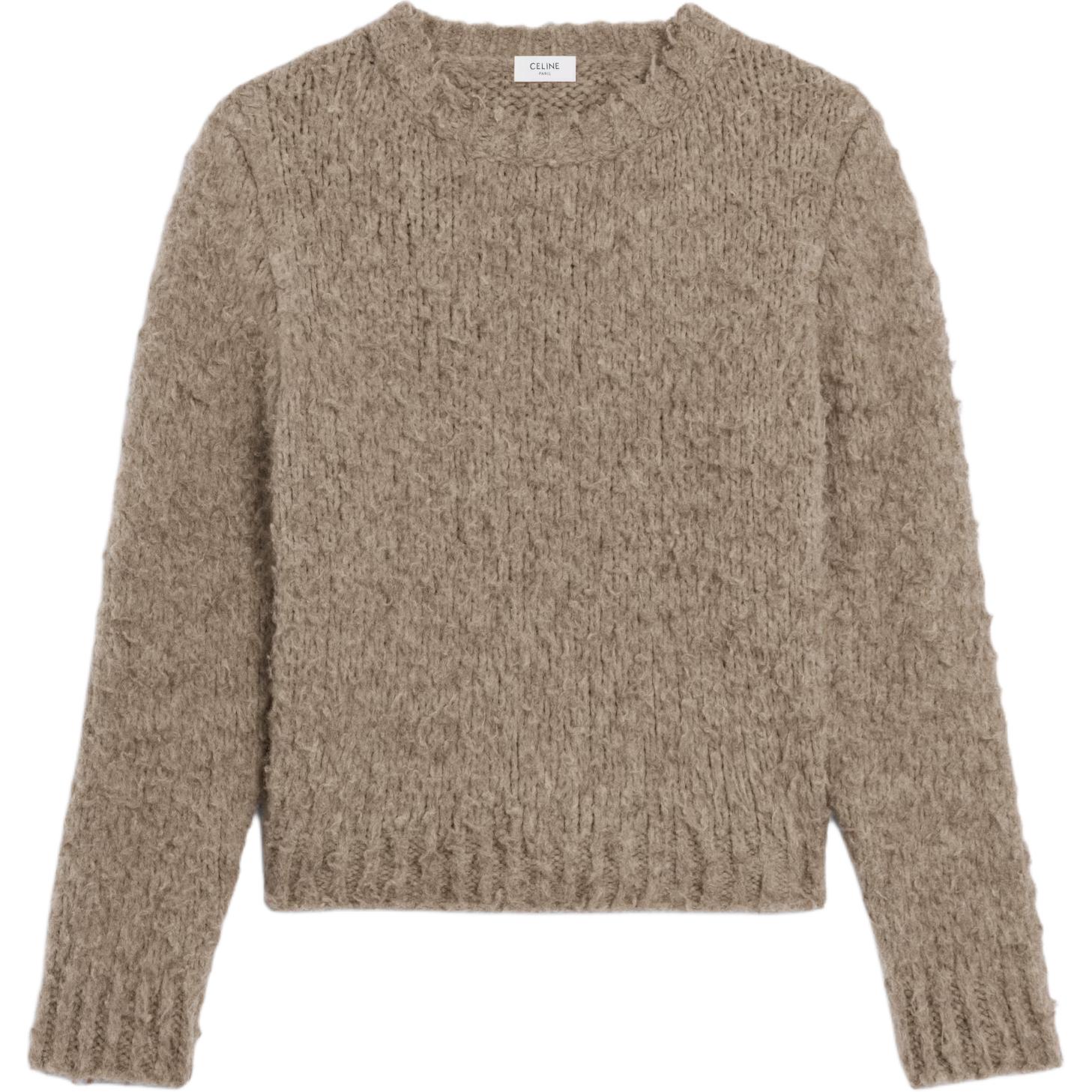 CELINE Sweaters Men's Dark Taupe Umber Crew Neck Moderate Other