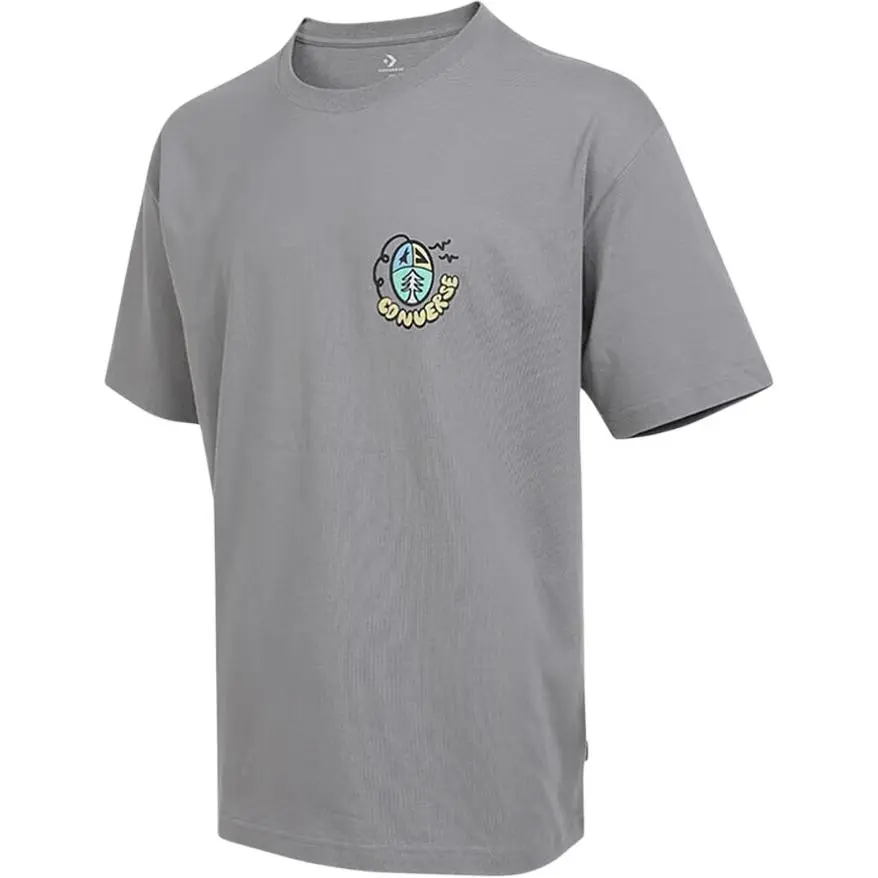 Converse T-Shirts Men's Gray Crew Neck Moderate