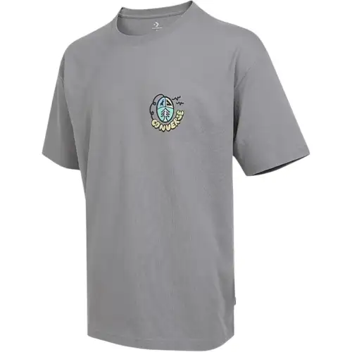 Converse T Shirts Men's Gray Crew Neck Moderate