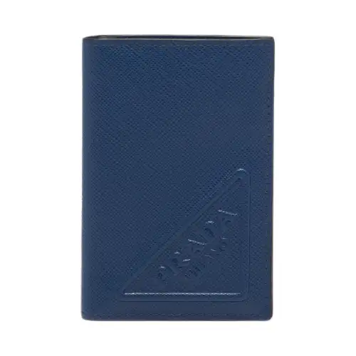 PRADA Saffiano Leather Card Holder Men's Dark Purple Blue