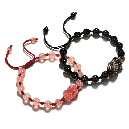 Jodie&Kevin Silver Sheen Obsidian Bracelets Unisex