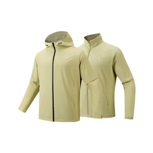 Anta Waterproof And Windproof To Keep Warm Windbreaker Jacket Men's Two Piece Set Paulownia Flower Yellow Green