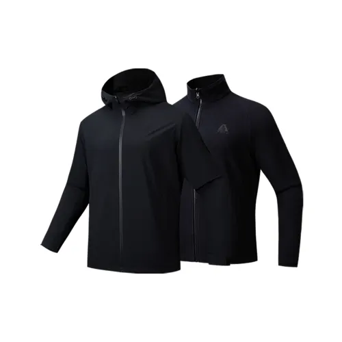 Anta Waterproof And Windproof To Keep Warm Windbreaker Jacket Men's Two Piece Set Basic Black