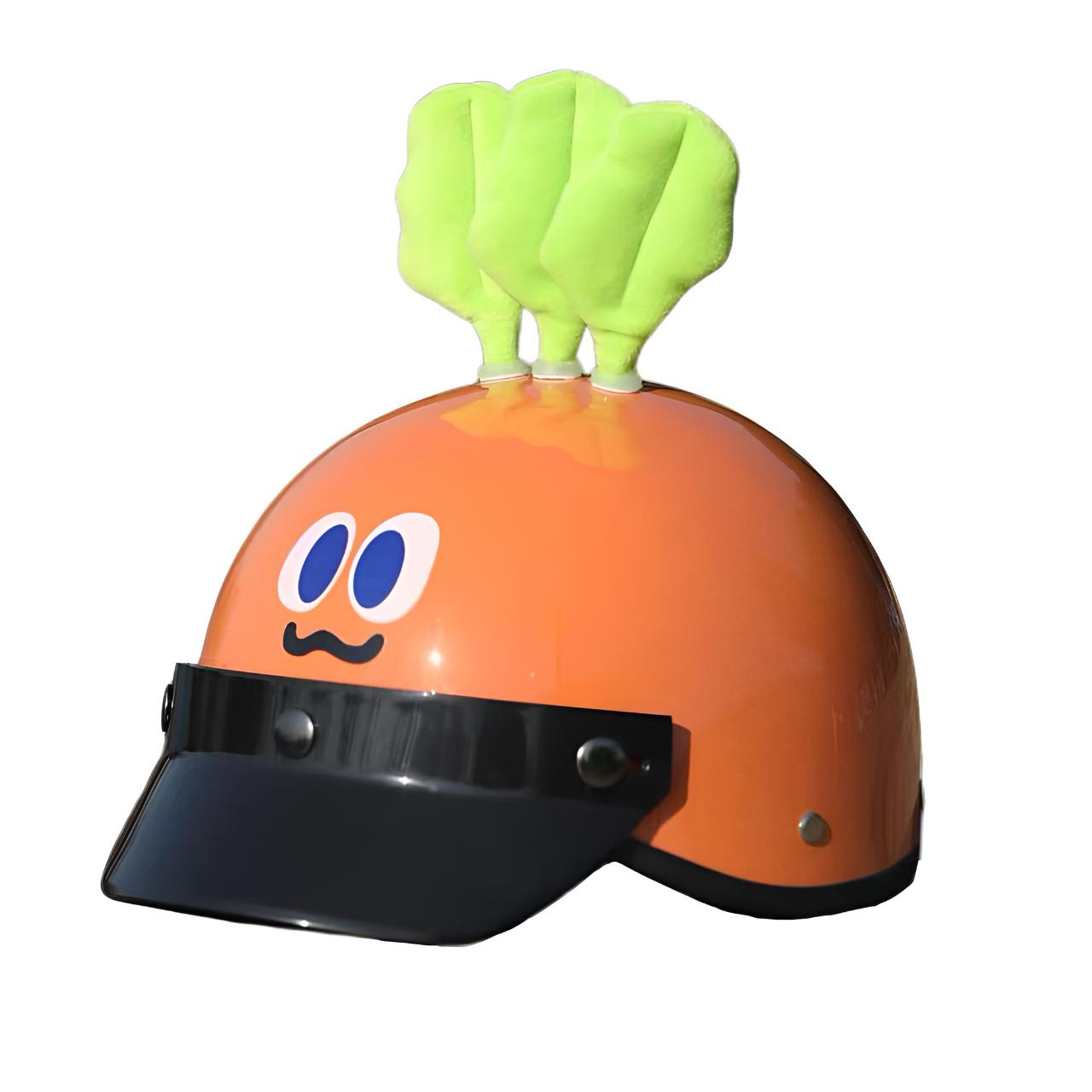 Universal cute cartoon electric car, carrot safe half helmet, sun protection