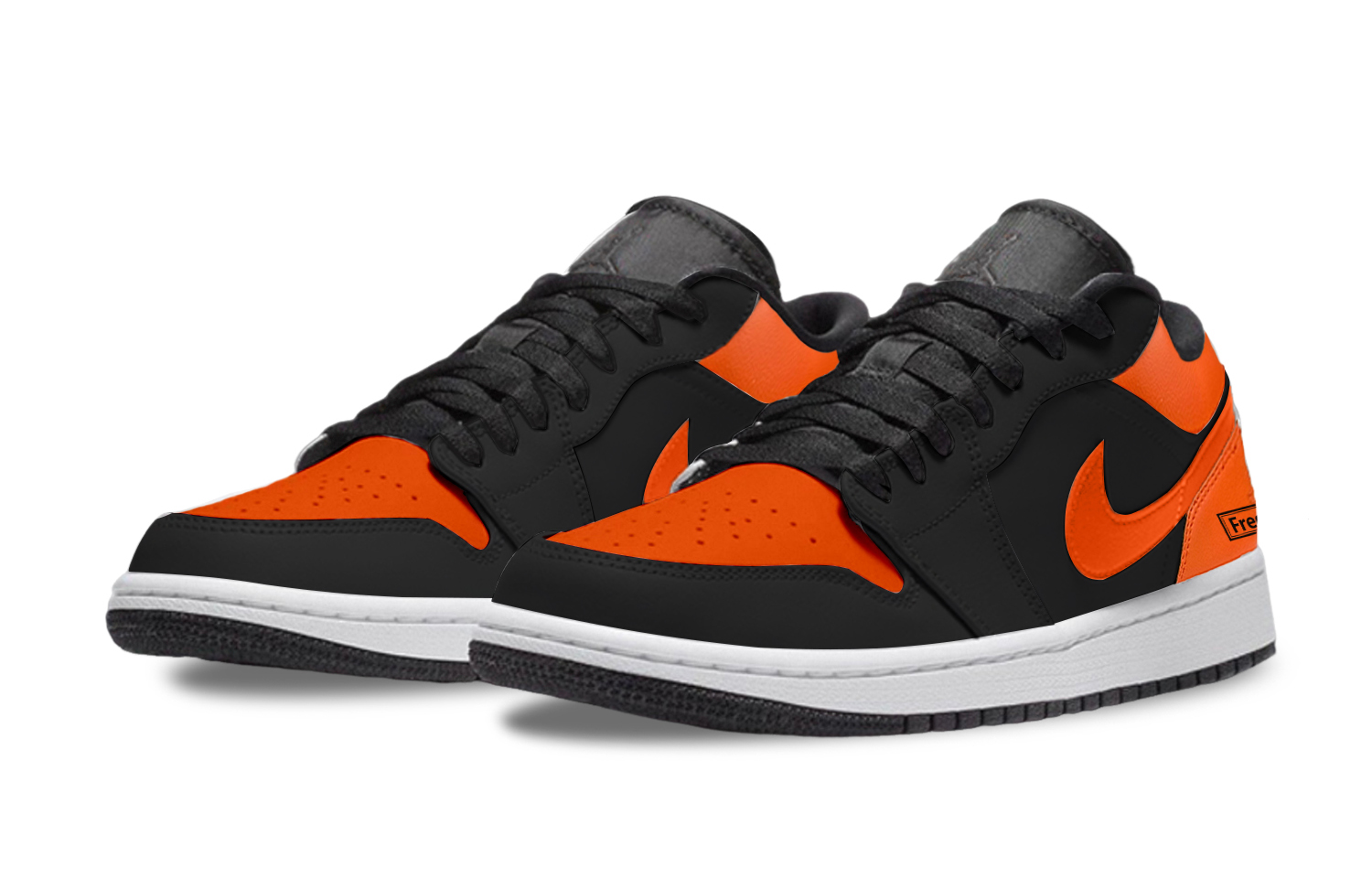 Jordan Air Jordan 1 Abrasion Resistant Low top Vintage Basketball Shoes Unisex Black Orange