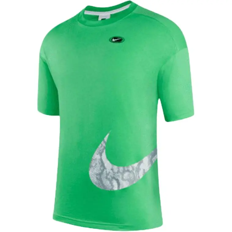 Nike T-Shirts Women's Green Crew Neck Moderate Straight Fit