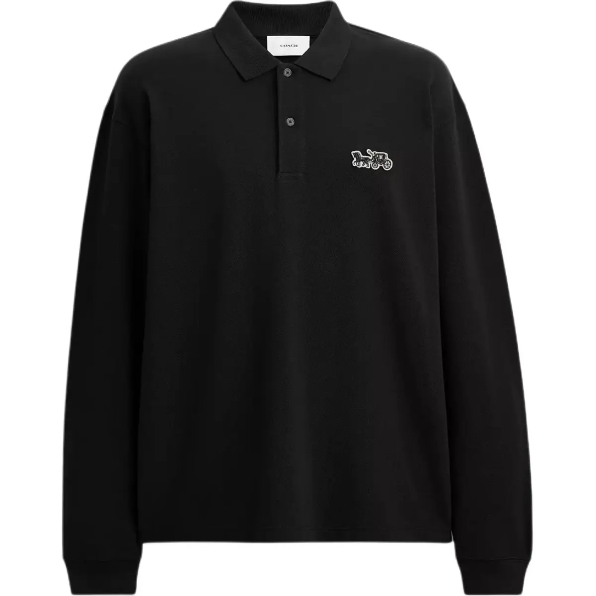 COACH Polo Shirts Men's Black Polo Collar Moderate Straight Fit