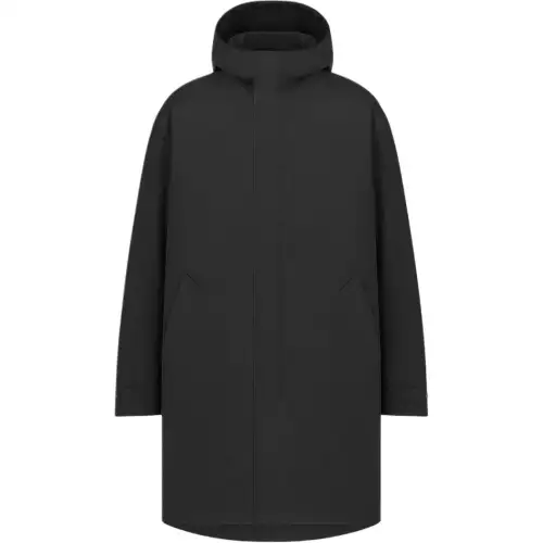 DIOR Parka Coats Men's Black Hooded Moderate