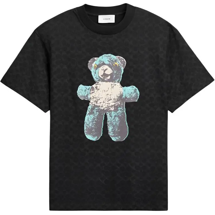 COACH T-Shirts Unisex Black Crew Neck Moderate Straight Fit