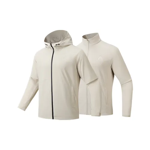 Anta Waterproof, Windproof, UV Protection, Thermal Windbreaker Jacket Men's Two Piece Set Wheat Grain Gray