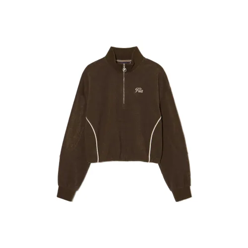 FILA Sweatshirts Women's Brown Stand Collar Moderate
