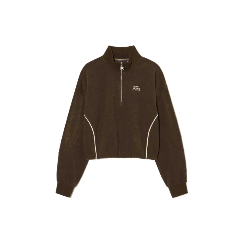 FILA Sweatshirts Women's Brown Stand Collar Moderate