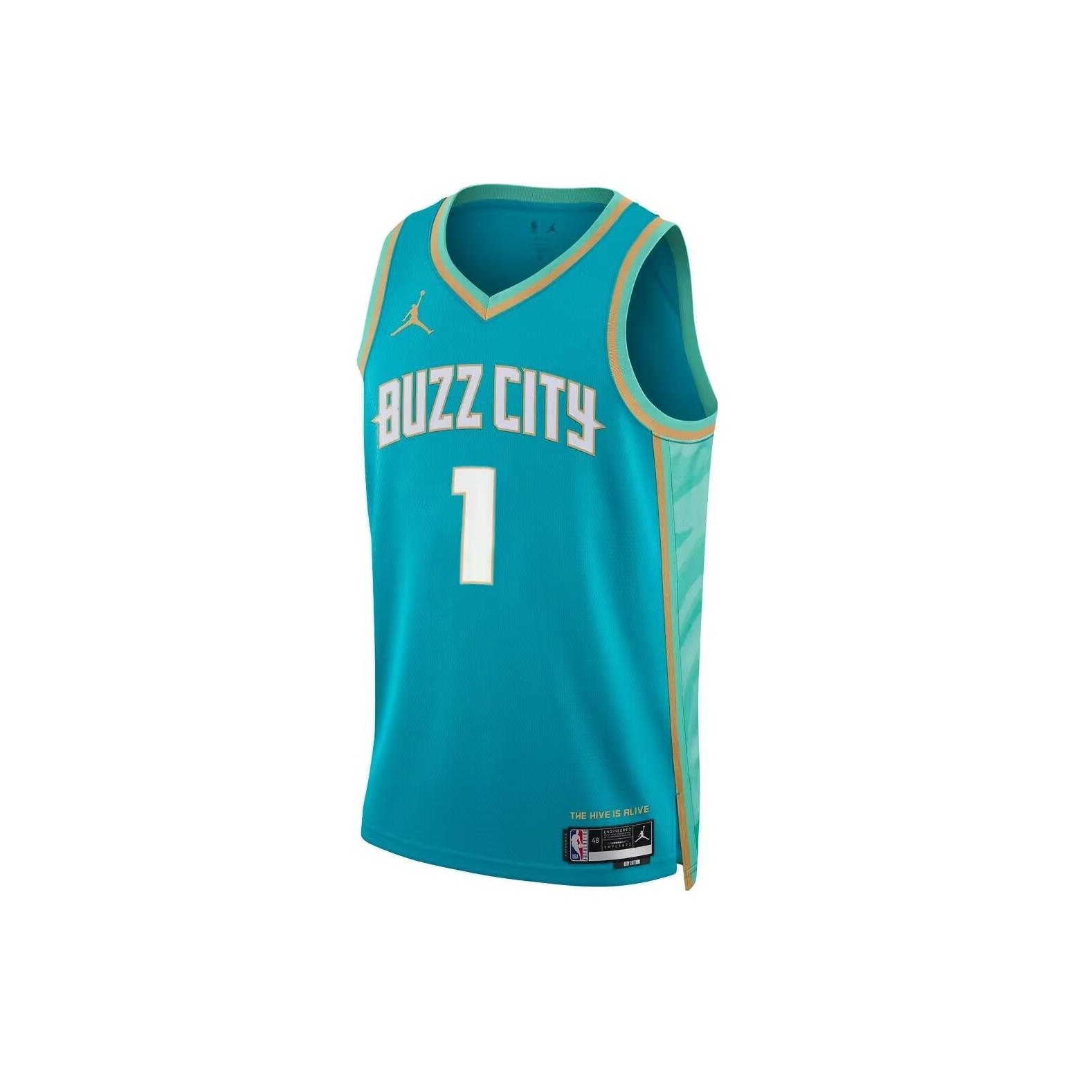 Nike Basketball Jersey SW Fan Edition 2023 24 Season, Hornets, Ball Size 1 Unisex Peacock Blue
