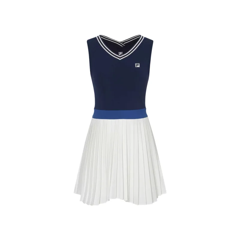 FILA Sleeveless Dresses Women's Blue V Neck Moderate Mid Length