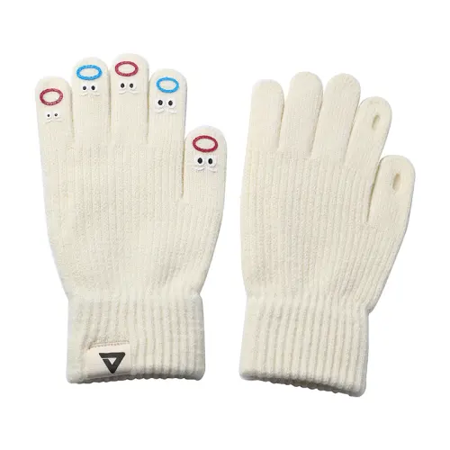 Peak cute expression kawaii acrylic nylon winter warm wool gloves for women