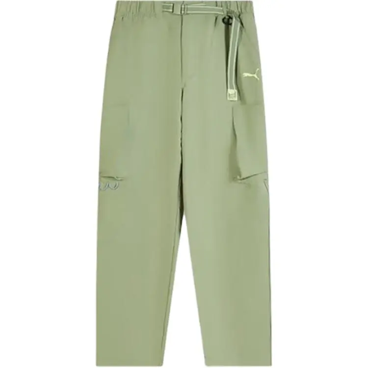 PUMA Casual Pants Women's Green Moderate Straight Fit Pants