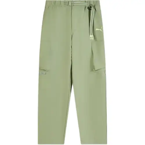 PUMA Casual Pants Women's Green Moderate Straight Fit Pants