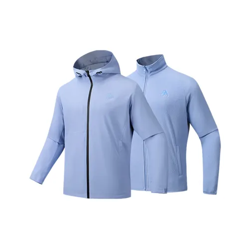 Anta Waterproof And Windproof To Keep Warm Windbreaker Jacket Men's Two Piece Set Lavender Blue