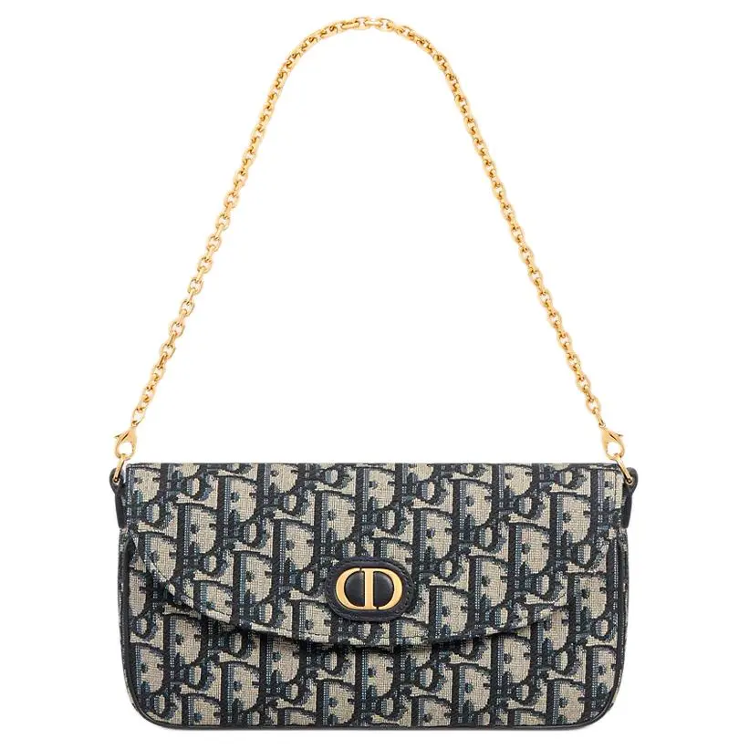 DIOR 30 Montaigne Calfskin Crossbody Bag, Shoulder Bag Regular Women's Blue