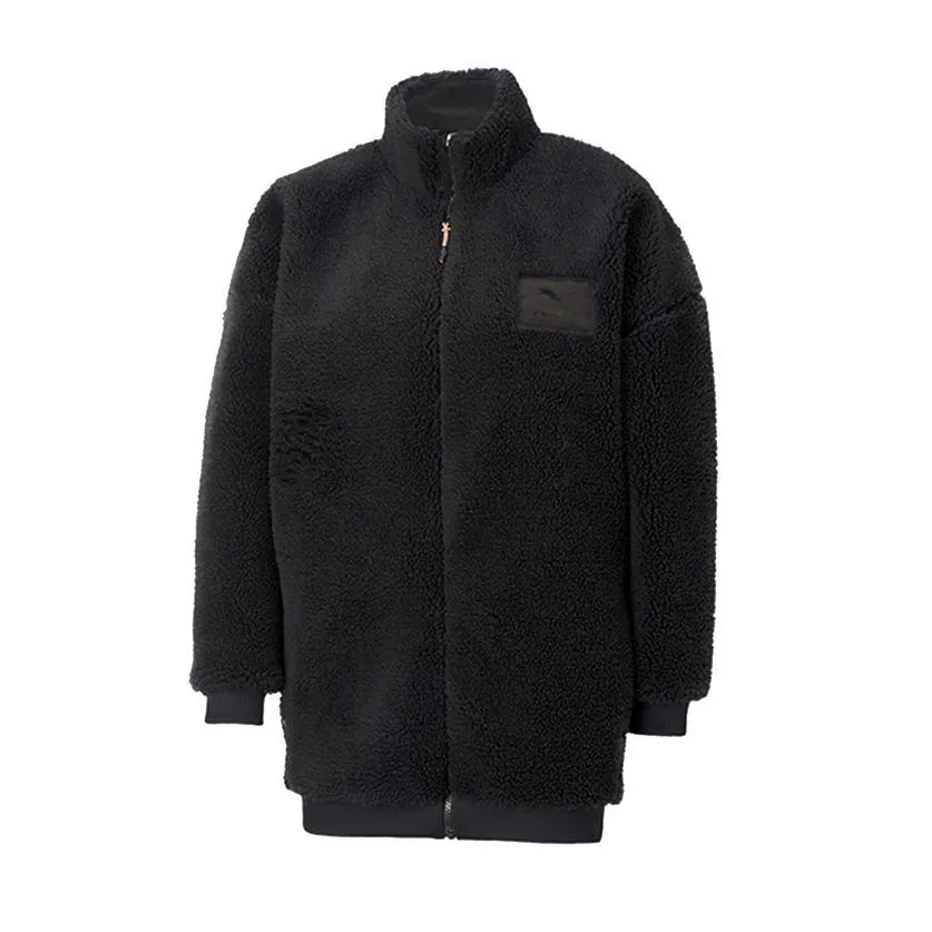 PUMA Velvet Jackets Women's Black Stand Collar Thickened And Fleece-Lined