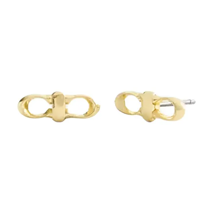COACH Brass Plated Stud Earrings Women's Gold