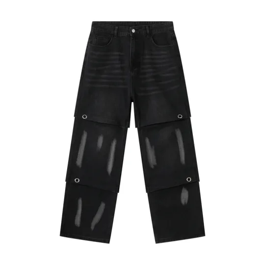 Voguo Relay Jeans Unisex Black Moderate Wide Leg Pants
