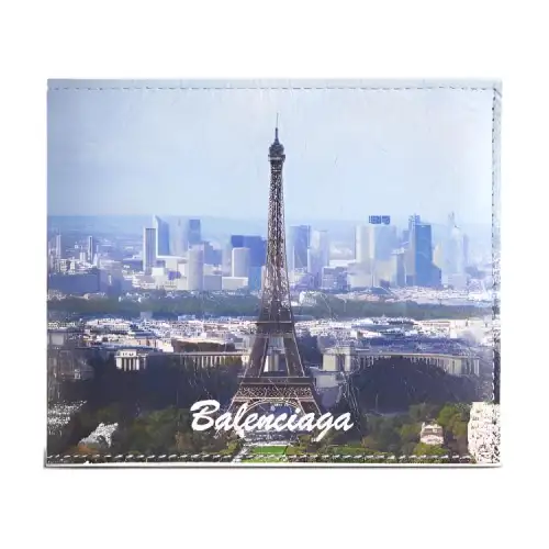 Balenciaga Cash Sheepskin Wallet Women's Blue & Multicolor
