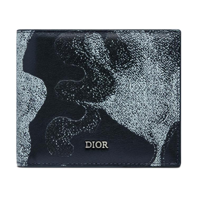 DIOR PETER DOIG Collaboration Smooth Cow Leather Wallet Men's Blue