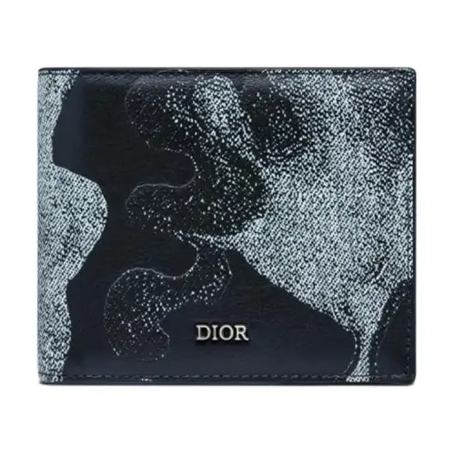 DIOR PETER DOIG Collaboration Smooth Cow Leather Wallet Men's Blue