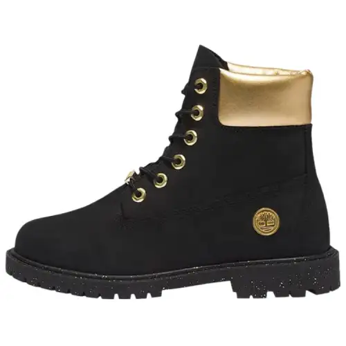 Timberland 6 Inch Premium 'Black Nubuck/Gold' Boots Women's