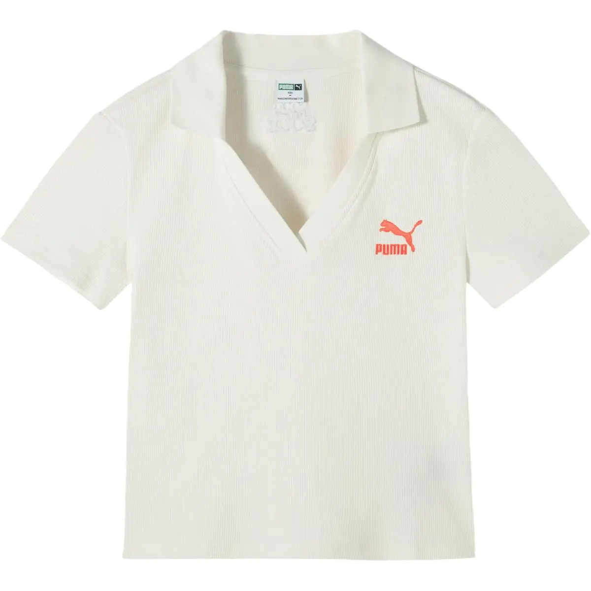 PUMA Summer Minimalist Style V Neck Polo Shirt SWXPDANCEMANIA Classic Embroidery Logo Polo Shirt Women's White