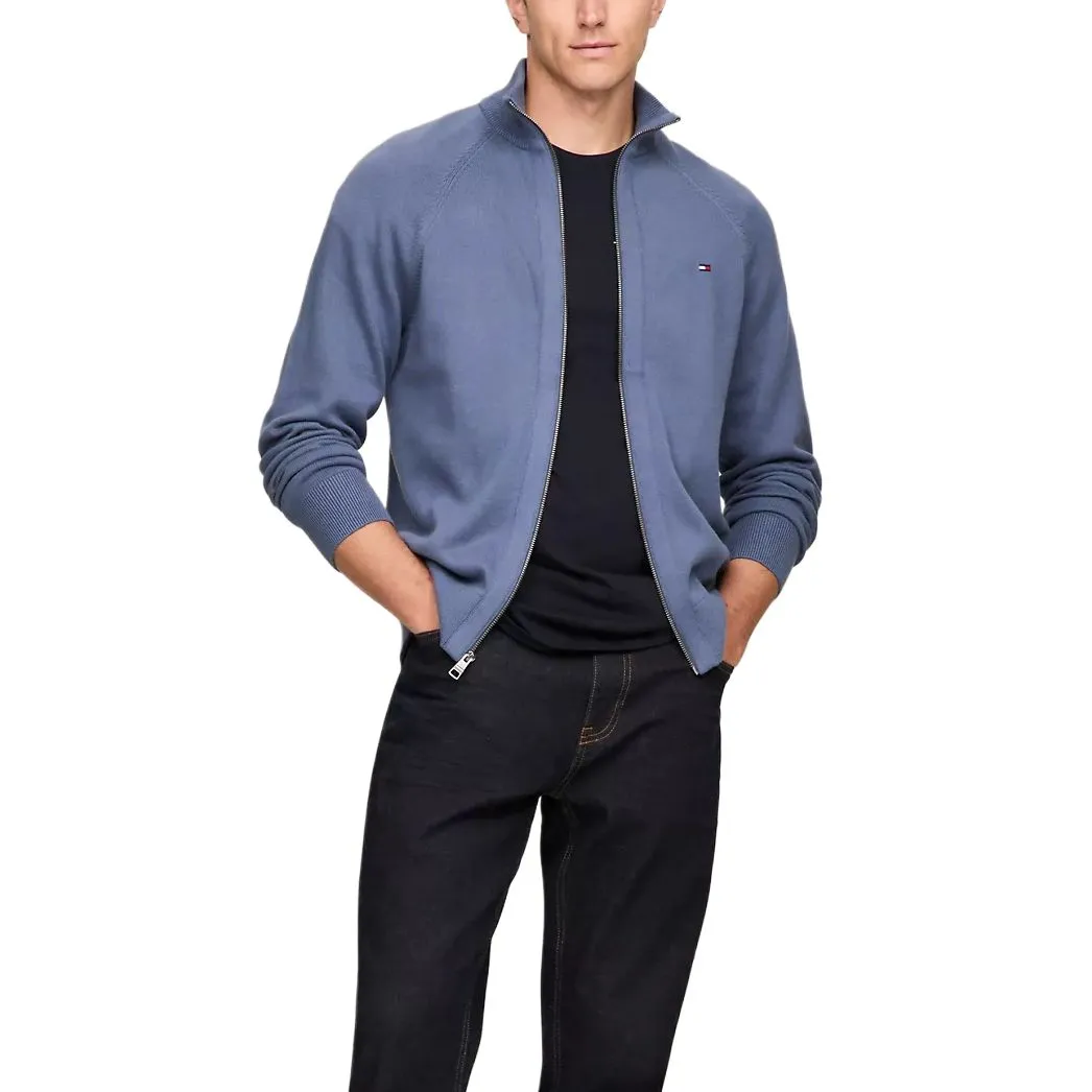 Tommy Hilfiger Knitwear Men's Blue Stand Collar Moderate Cardigan