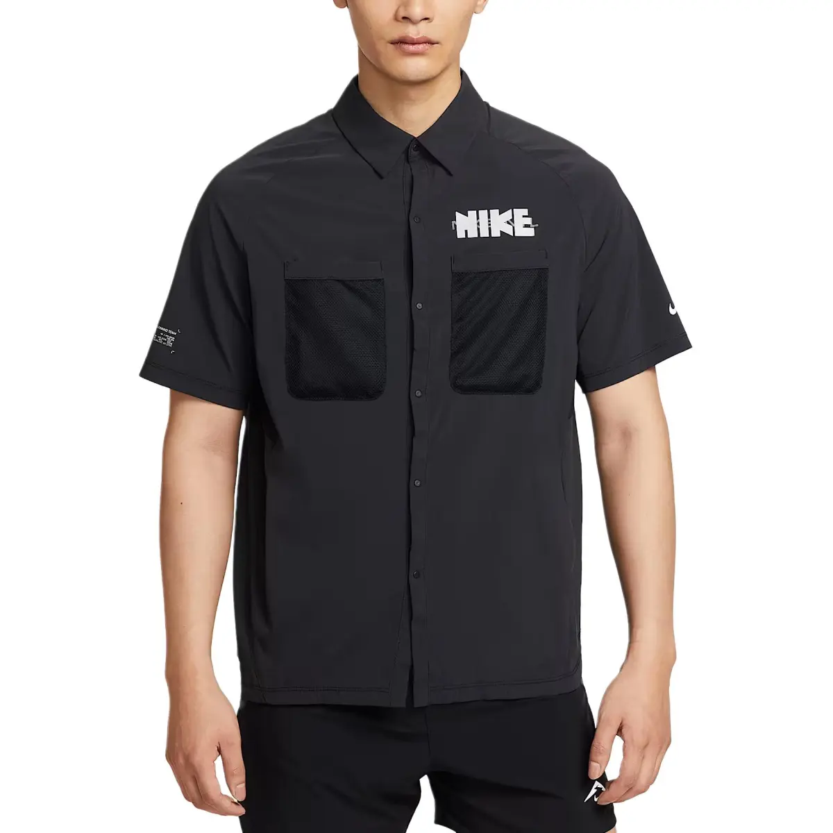 Nike Dri-Fit Shirts Men's Black Lapel Moderate
