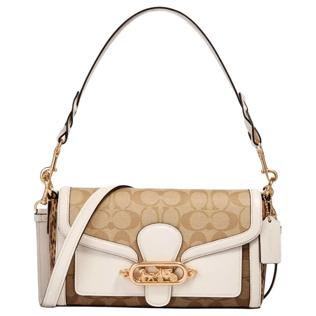 COACH Jade Coated Canvas With Leather Dionysus Shoulder Bag, Portable Crossbody Bag, Shoulder Bag Medium Women's
