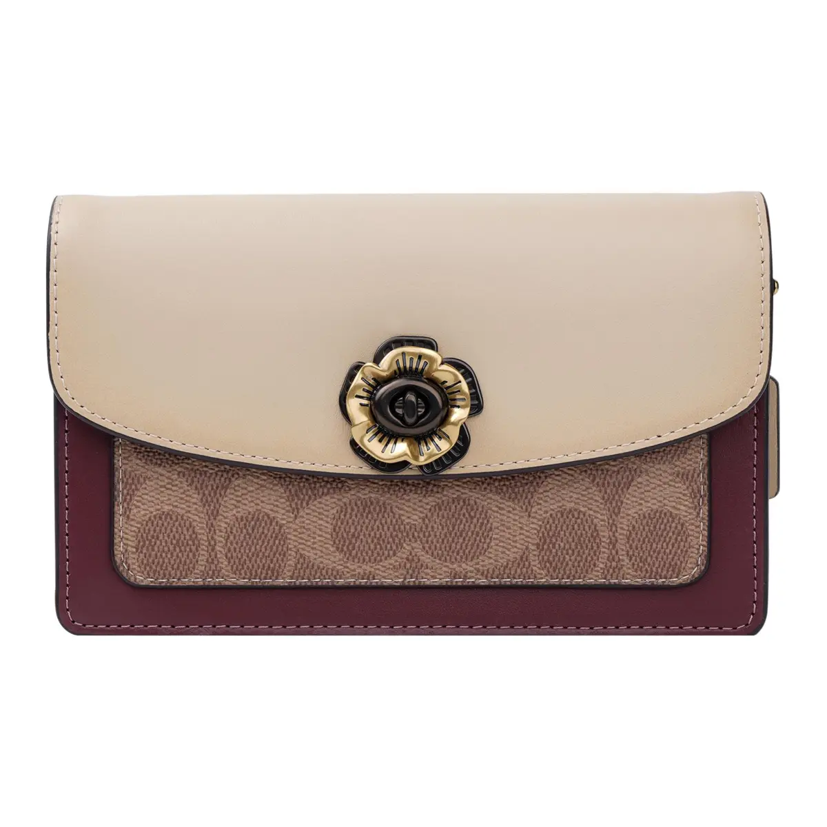 COACH PARKER Coated Canvas With Calfskin Chain Bag, Shoulder Bag, Crossbody Bag Small Women's White & Monogram