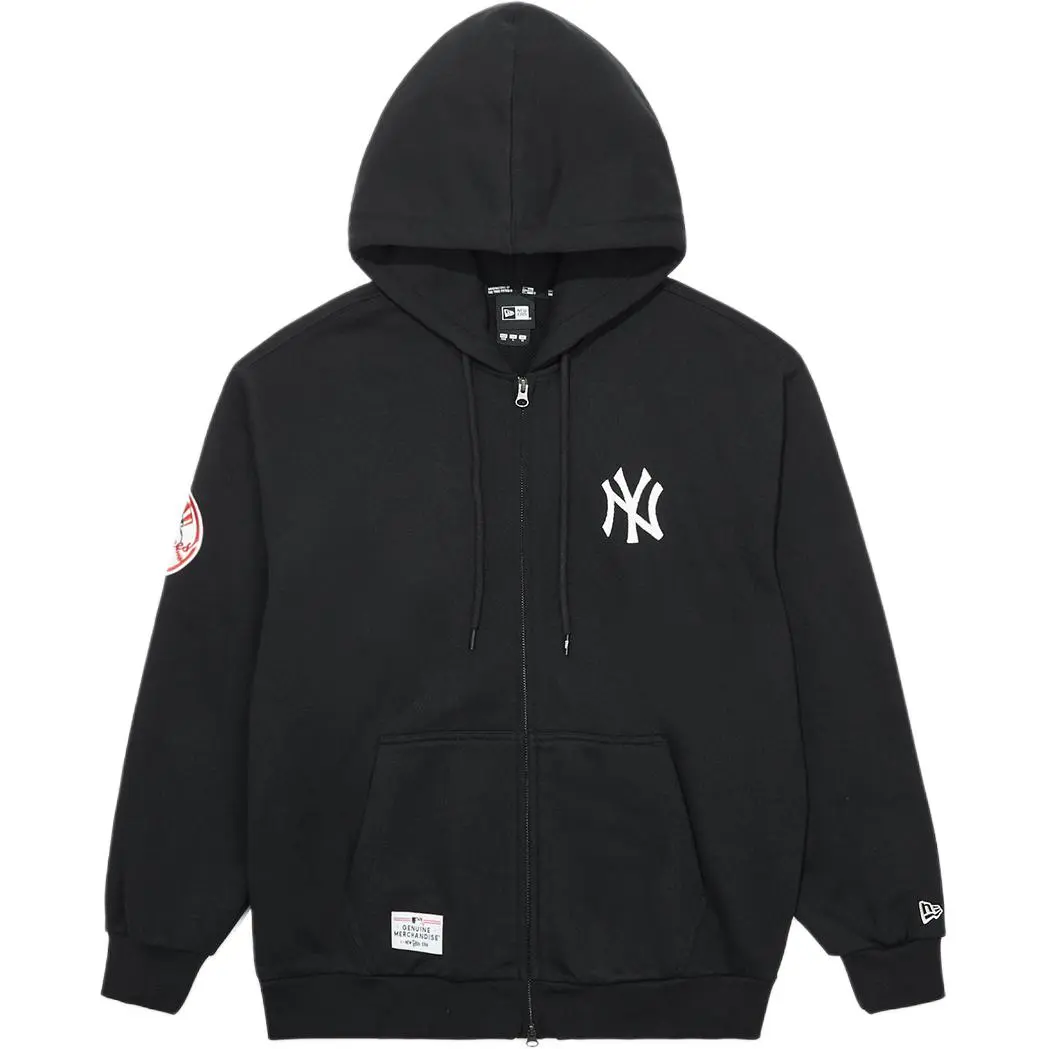New Era Sweatshirts Unisex Black Hooded Moderate Cardigan