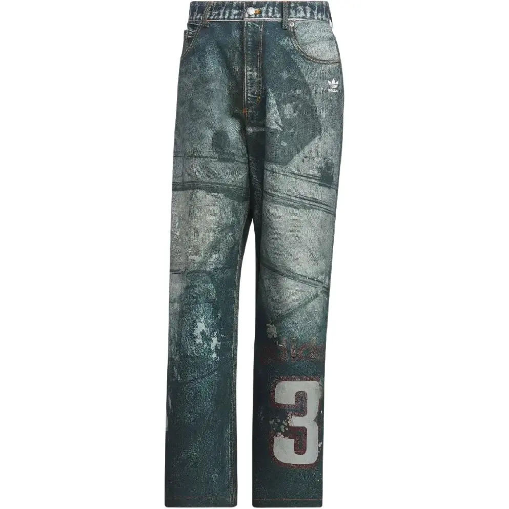 Adidas Originals FW25 TEAM PRINT DENIM TROUSERS Jeans Men's