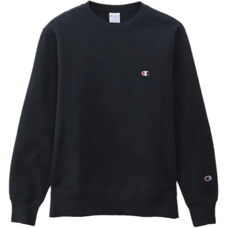 Champion Double Logo Embroidery Fleece Lined Crew Neck Pullover Sweatshirt Japan Version Unisex Clothing